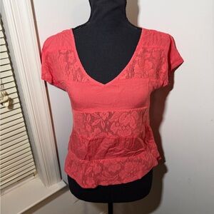 SO Coral Lace Women's Blouse